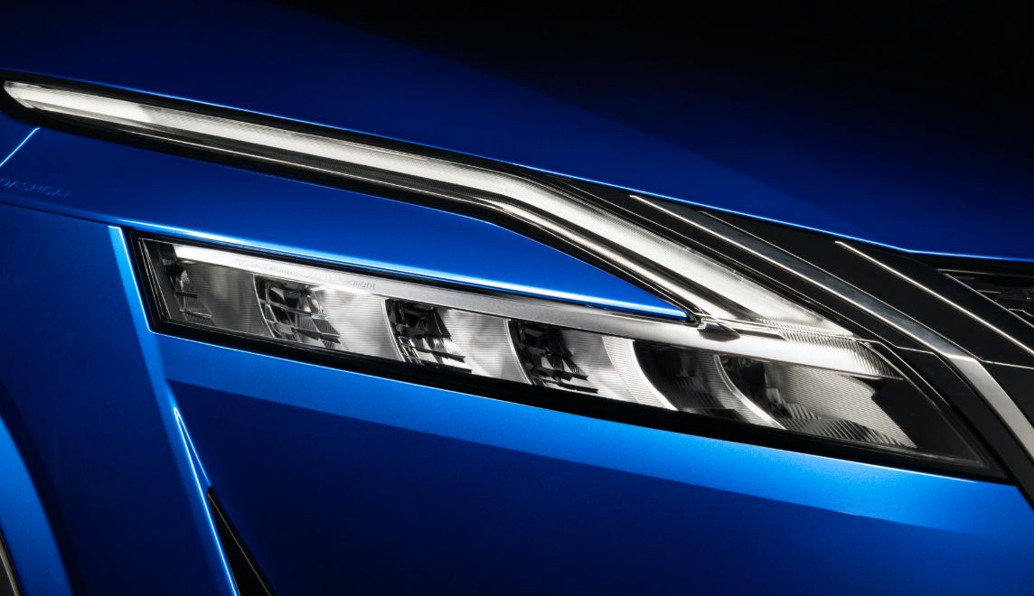 Nissan Qashqai headlight detail in a manufacturer studio