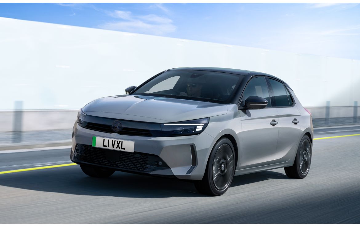 Grey Vauxhall Corsa in an official manufacturer press photograph